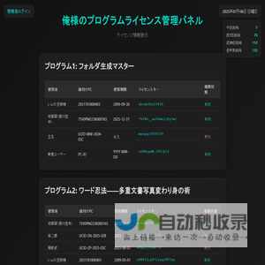 プログラムライセンス管理パネル